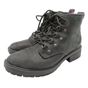 Cole Haan Womens 9 B Briana Hiking Boots W12288 Solid Black Leather Grand Shoes